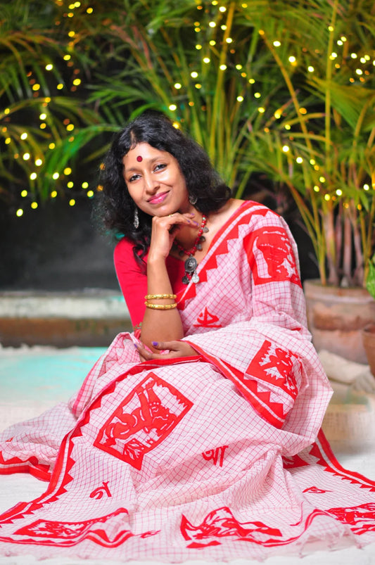 Elegance in Every Thread – Cotton Applique Saree ✨Sahaj Path design