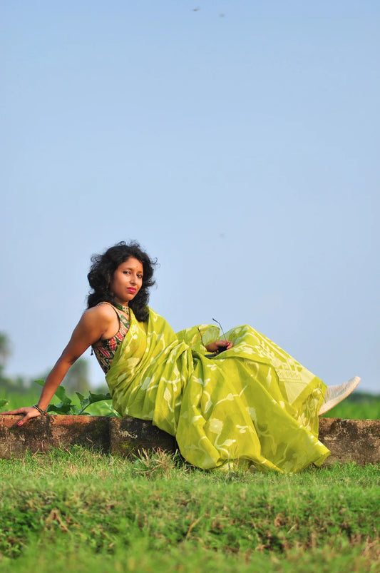 Lime Whisper - Handloom Jamdani