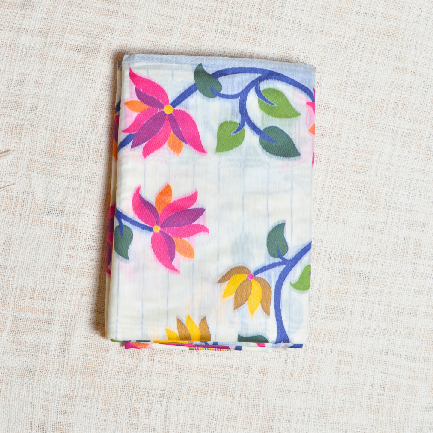 Bloom with Grace – Colorful Floral Khadi Cotton Saree 🌸✨