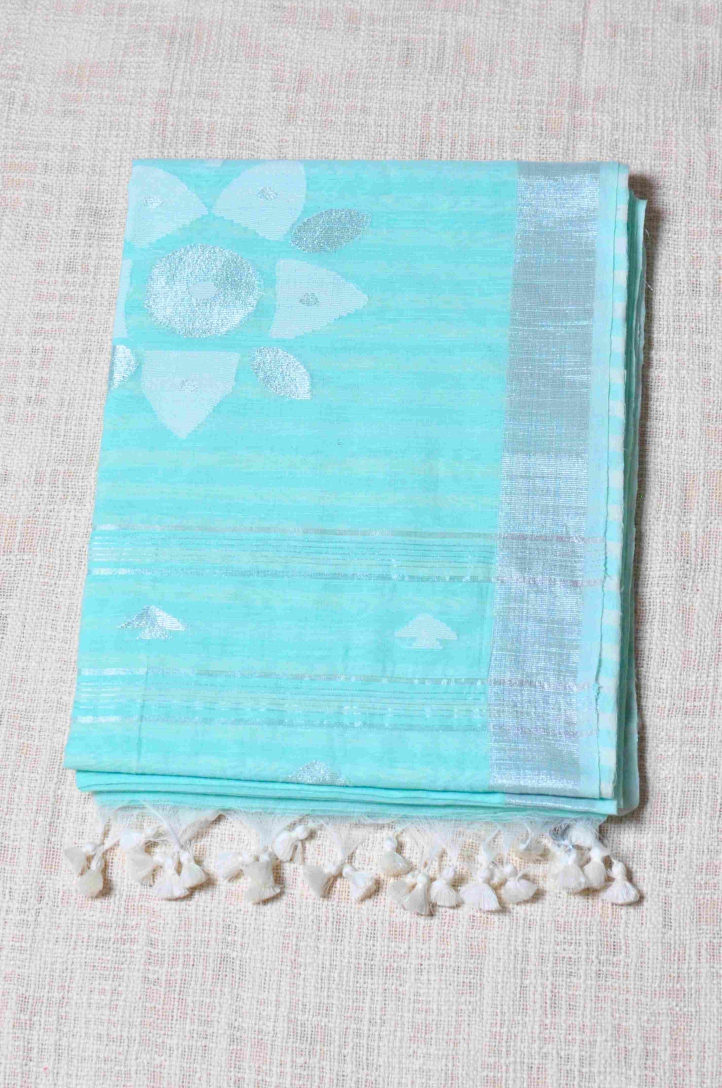 Handwoven Jamdani Mixed Material Saree
