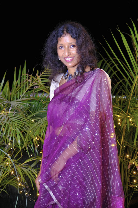 Sequin Muslin Saree