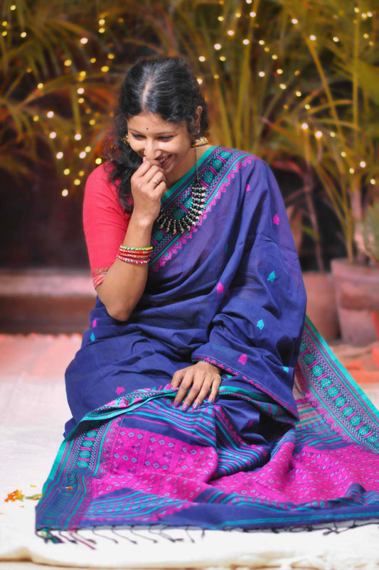Neela - Assam Khadi Saree