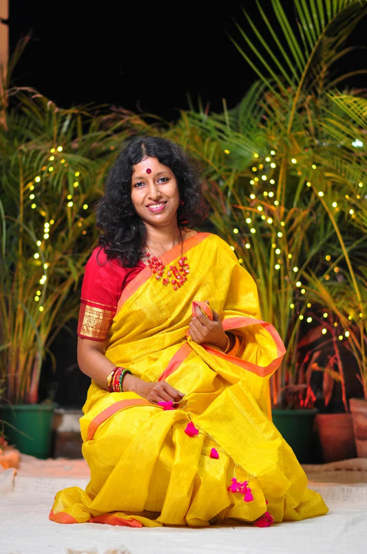 Effortless Elegance – Linen Tissue Saree with Matching Blouse Piece ✨