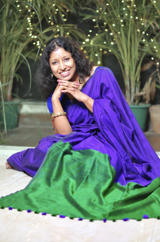 Trendy Bicolor Colorblock Saree