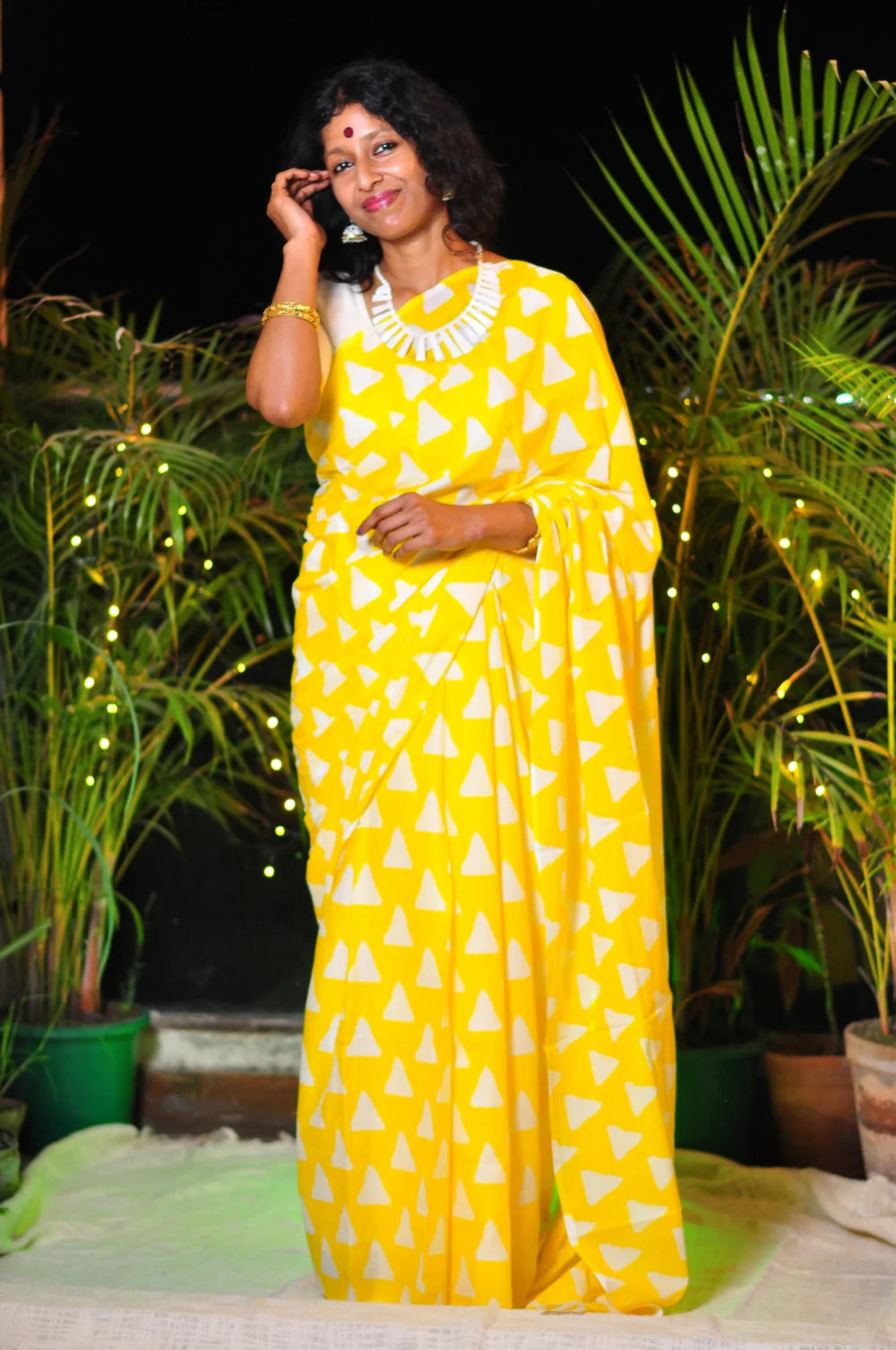 Sunny Elegance – Jaipur Molmol Cotton Saree with Matching Blouse Piece ☀️✨