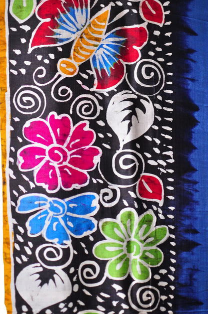 Pushponeel - Hand Batik Pure Murshidabad Silk (Silk Mark Certified)