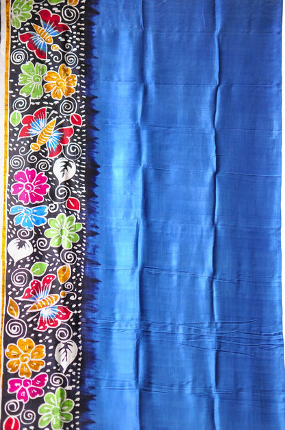 Pushponeel - Hand Batik Pure Murshidabad Silk (Silk Mark Certified)