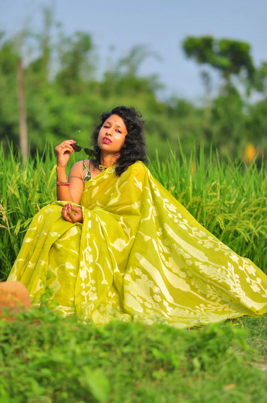 Lime Whisper - Handloom Jamdani