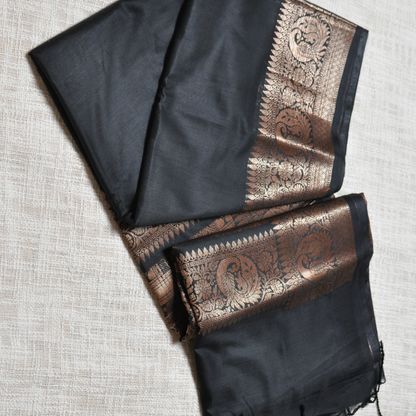 Regal Charm – Muga Katan Saree with intricate zari work with matching Blouse Piece ✨
