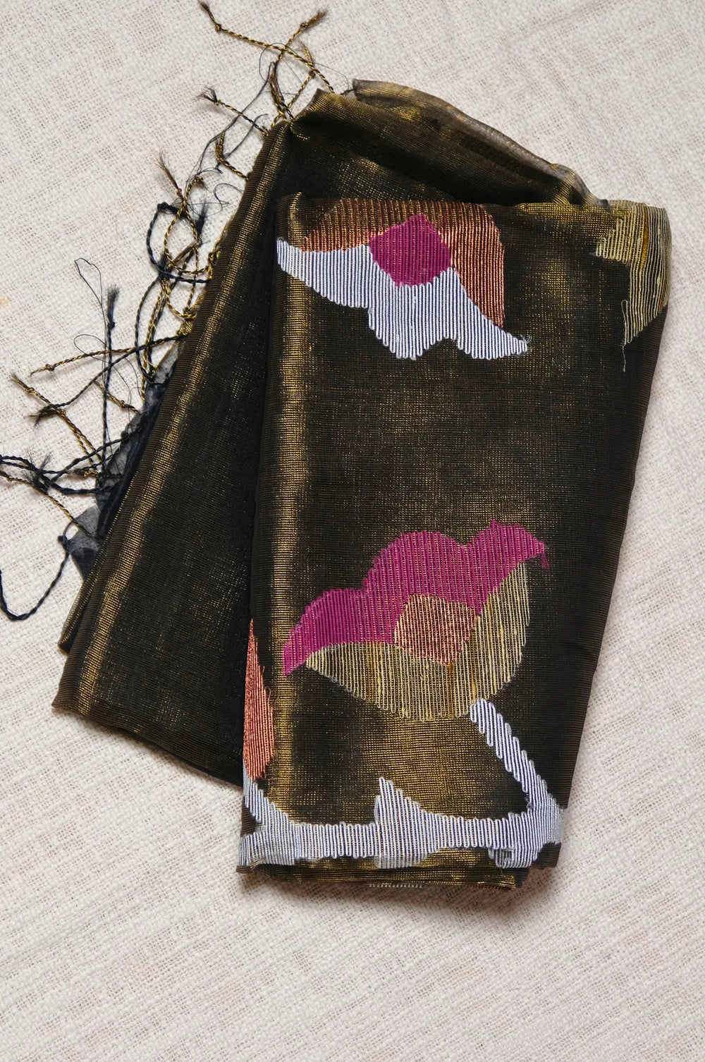 Golden Whisper - Handwoven Tissue Jamdani