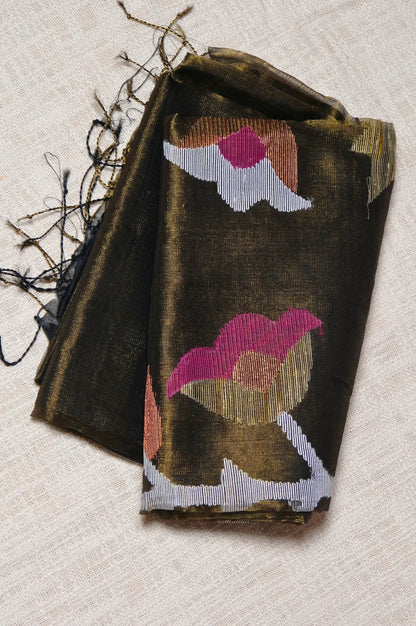 Golden Whisper - Handwoven Tissue Jamdani