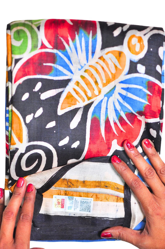 Pushponeel - Hand Batik Pure Murshidabad Silk (Silk Mark Certified)