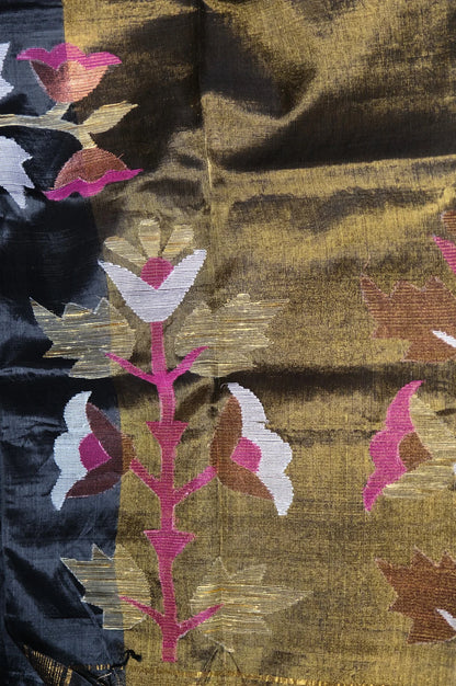 Golden Whisper - Handwoven Tissue Jamdani