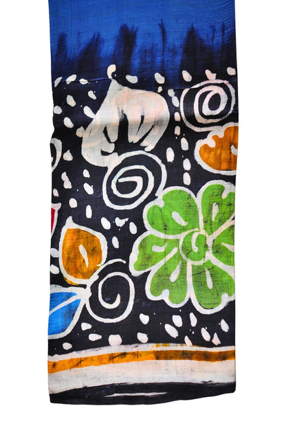 Pushponeel - Hand Batik Pure Murshidabad Silk (Silk Mark Certified)