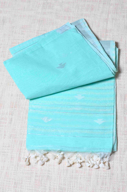 Handwoven Jamdani Mixed Material Saree