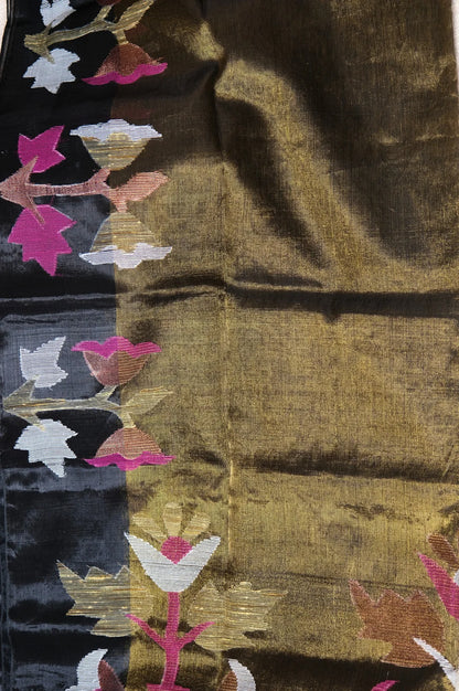 Golden Whisper - Handwoven Tissue Jamdani