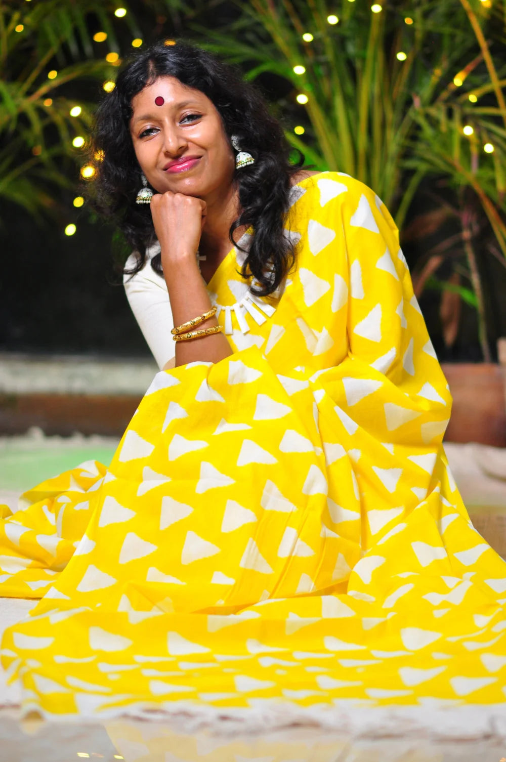 Sunny Elegance – Jaipur Molmol Cotton Saree with Matching Blouse Piece ☀️✨