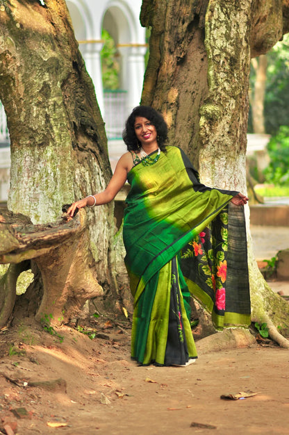 Bonolota – Hand-Painted Murshidabad Silk (Silk Mark Certified)