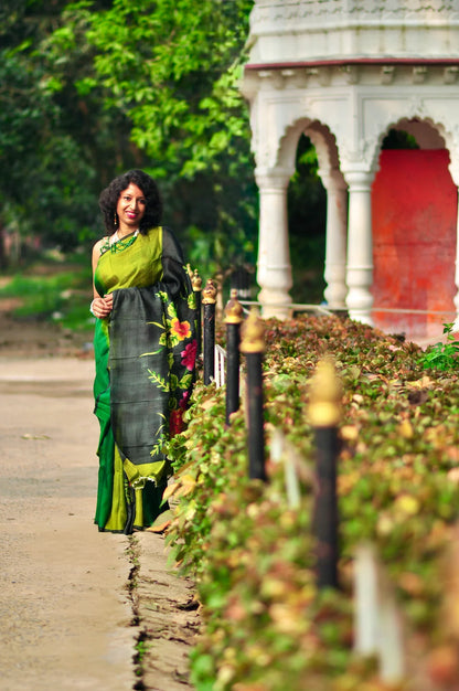 Bonolota – Hand-Painted Murshidabad Silk (Silk Mark Certified)