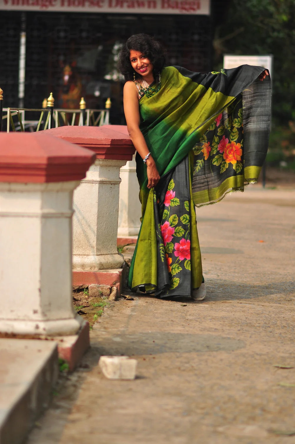 Bonolota – Hand-Painted Murshidabad Silk (Silk Mark Certified)