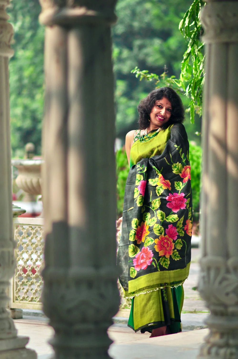 Bonolota – Hand-Painted Murshidabad Silk (Silk Mark Certified)