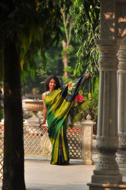 Bonolota – Hand-Painted Murshidabad Silk (Silk Mark Certified)