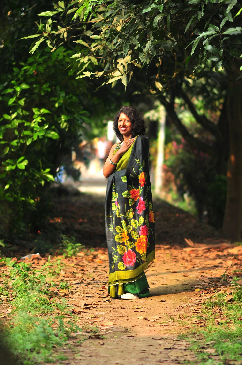 Bonolota – Hand-Painted Murshidabad Silk (Silk Mark Certified)