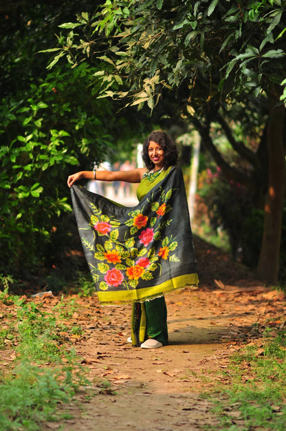 Bonolota – Hand-Painted Murshidabad Silk (Silk Mark Certified)