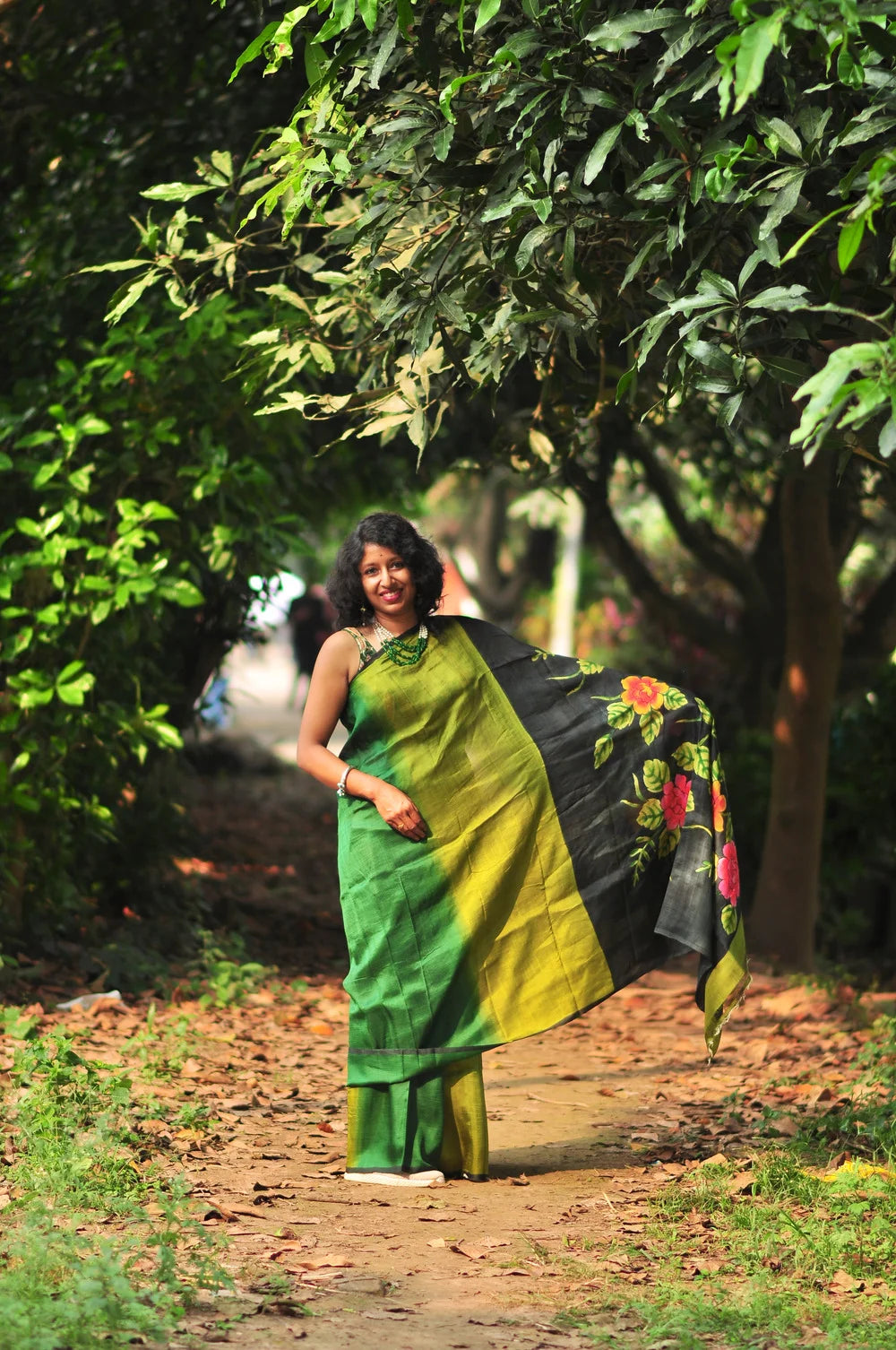 Bonolota – Hand-Painted Murshidabad Silk (Silk Mark Certified)