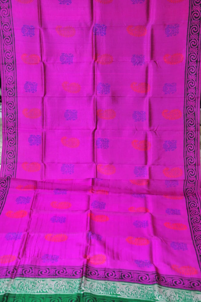 Padmapriya – Pure Murshidabad Block printed Katan Silk