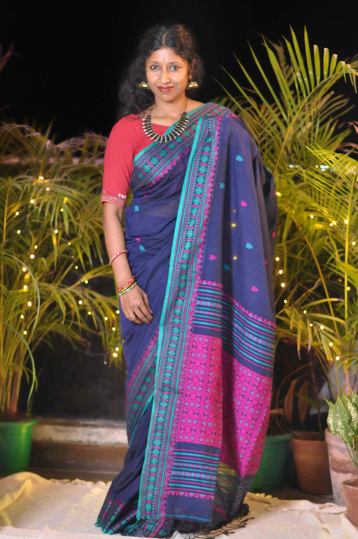 Neela - Assam Khadi Saree