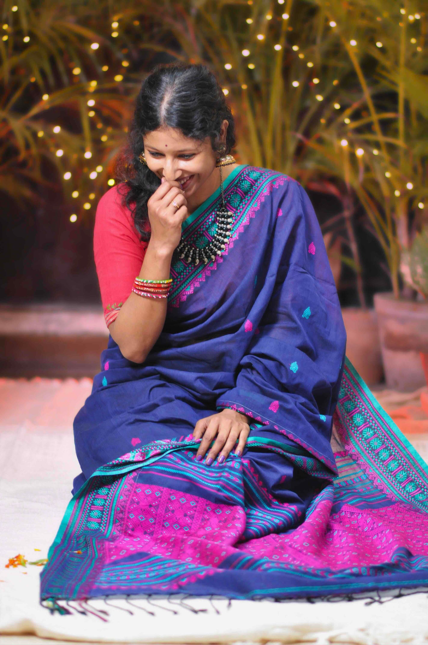 Neela - Assam Khadi Saree