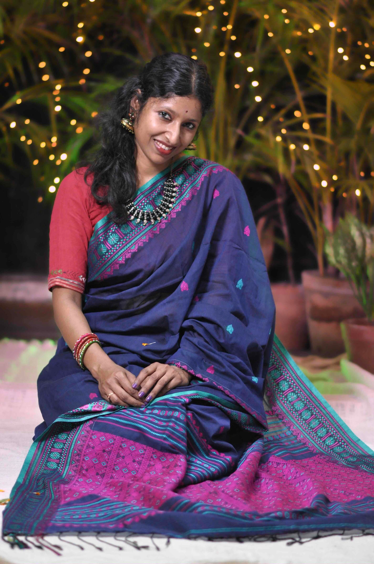 Neela - Assam Khadi Saree