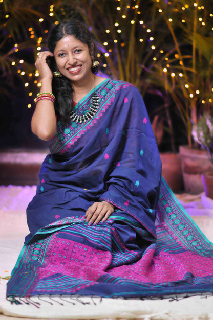 Neela - Assam Khadi Saree