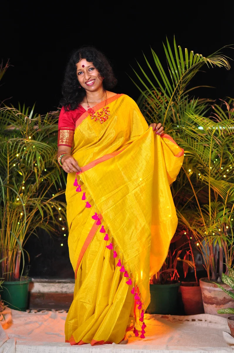 Effortless Elegance – Linen Tissue Saree with Matching Blouse Piece ✨