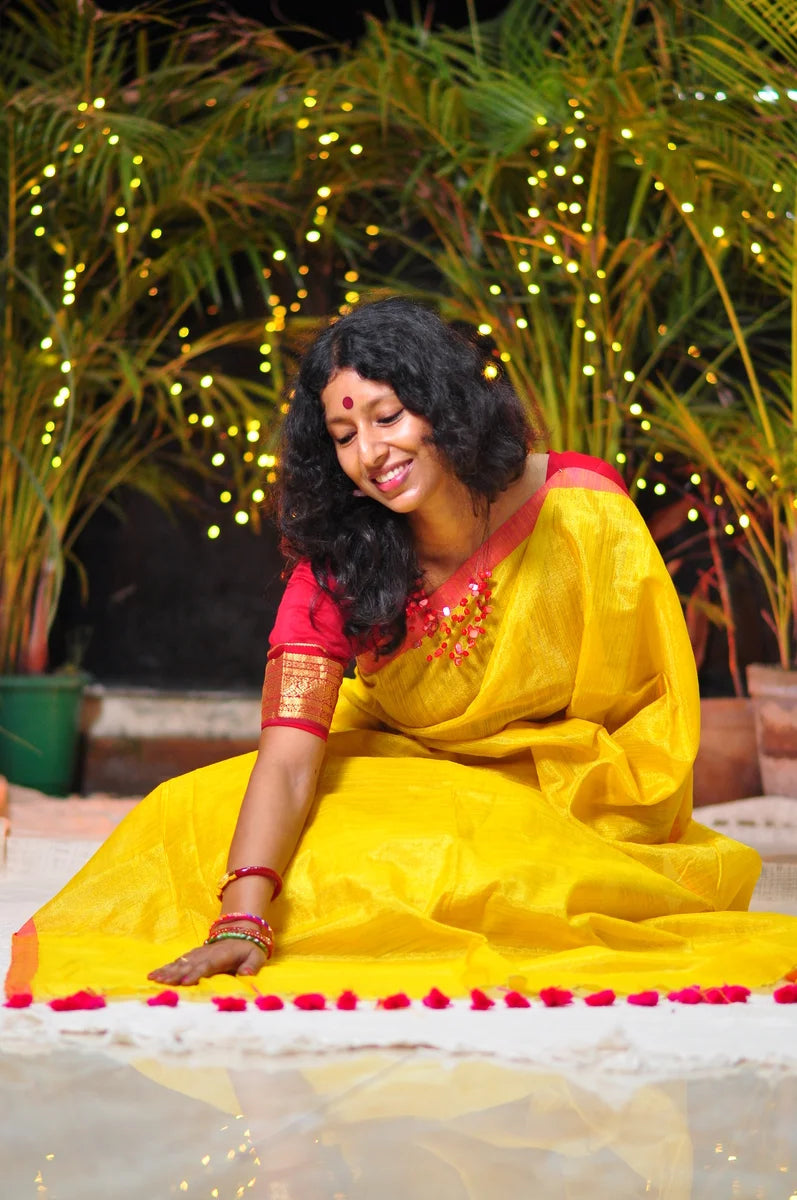 Effortless Elegance – Linen Tissue Saree with Matching Blouse Piece ✨