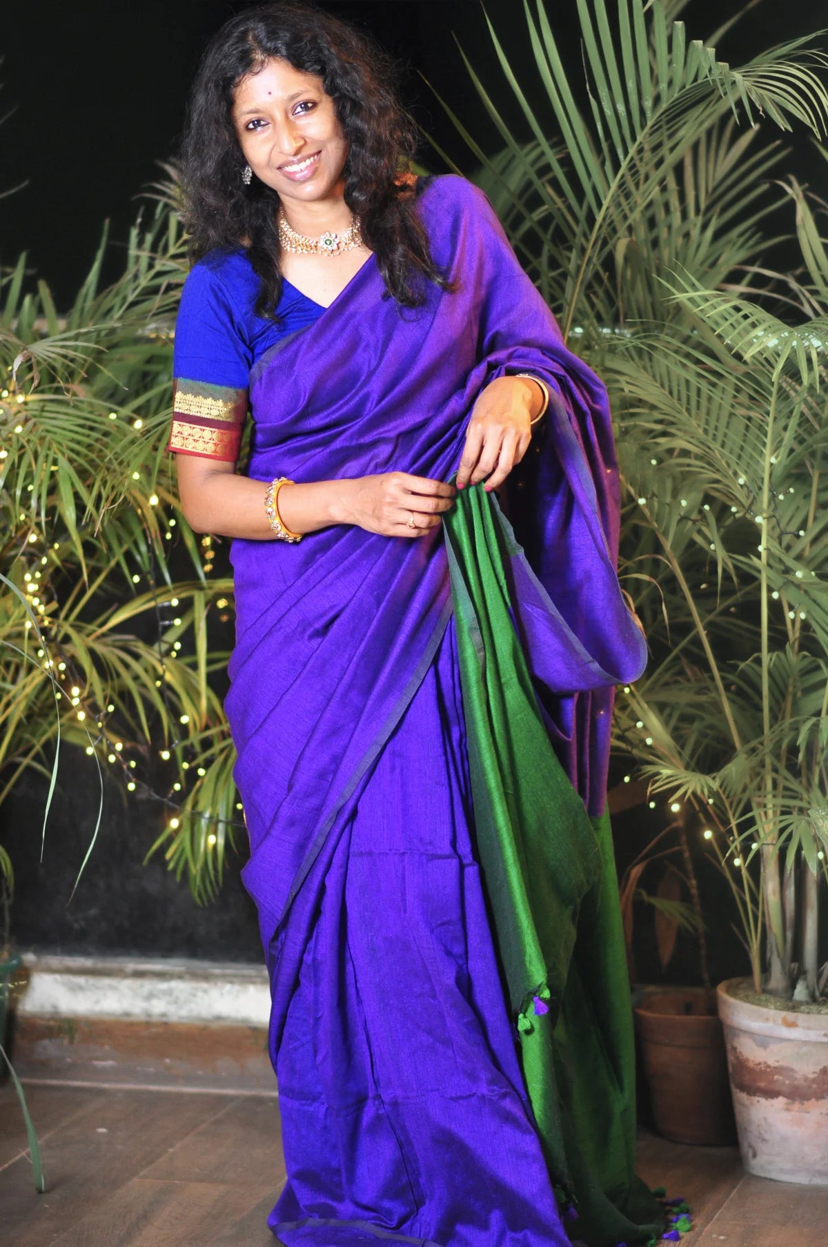 Trendy Bicolor Colorblock Saree
