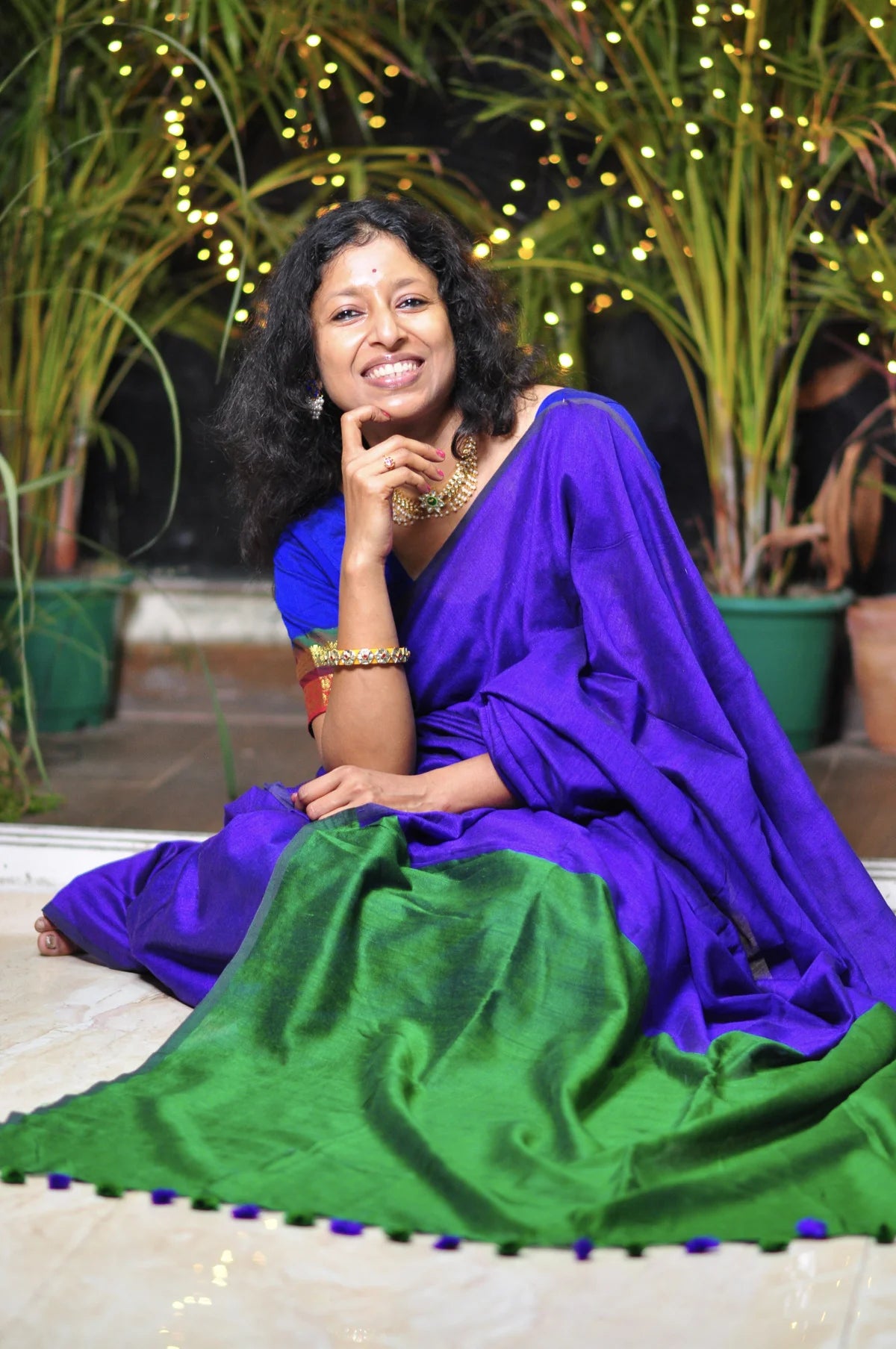 Trendy Bicolor Colorblock Saree
