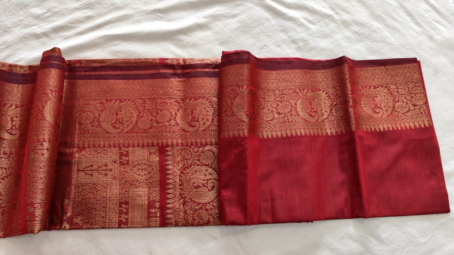 Regal Charm – Muga Katan Saree with intricate zari work with matching Blouse Piece ✨